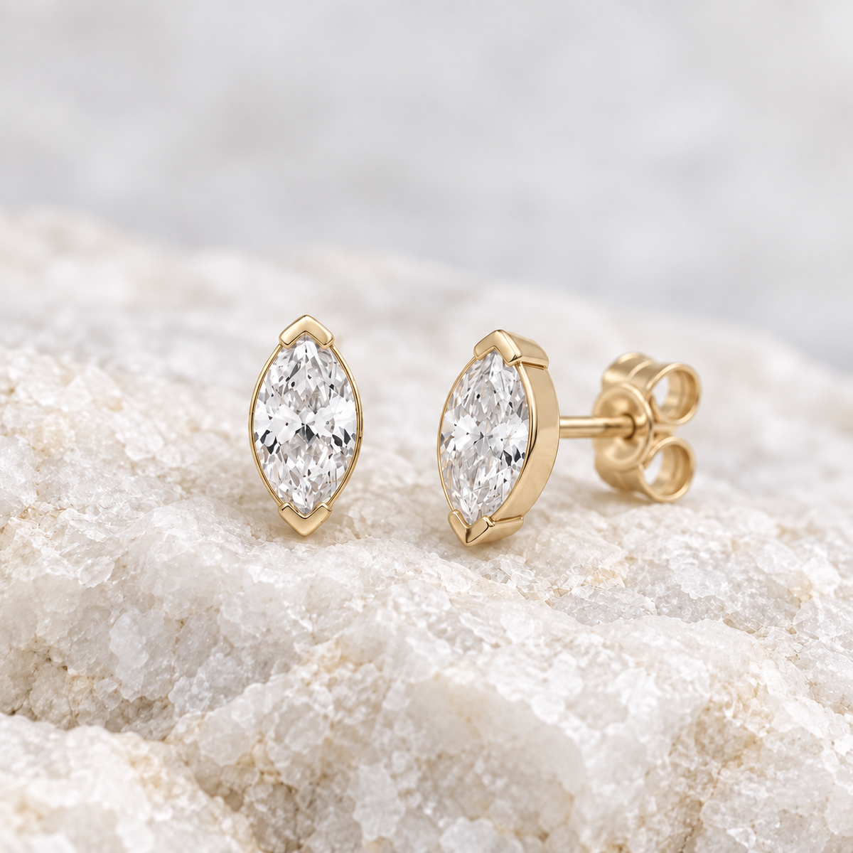 Marquise Cut Lab Grown Diamond Studs ~ Ready to Ship