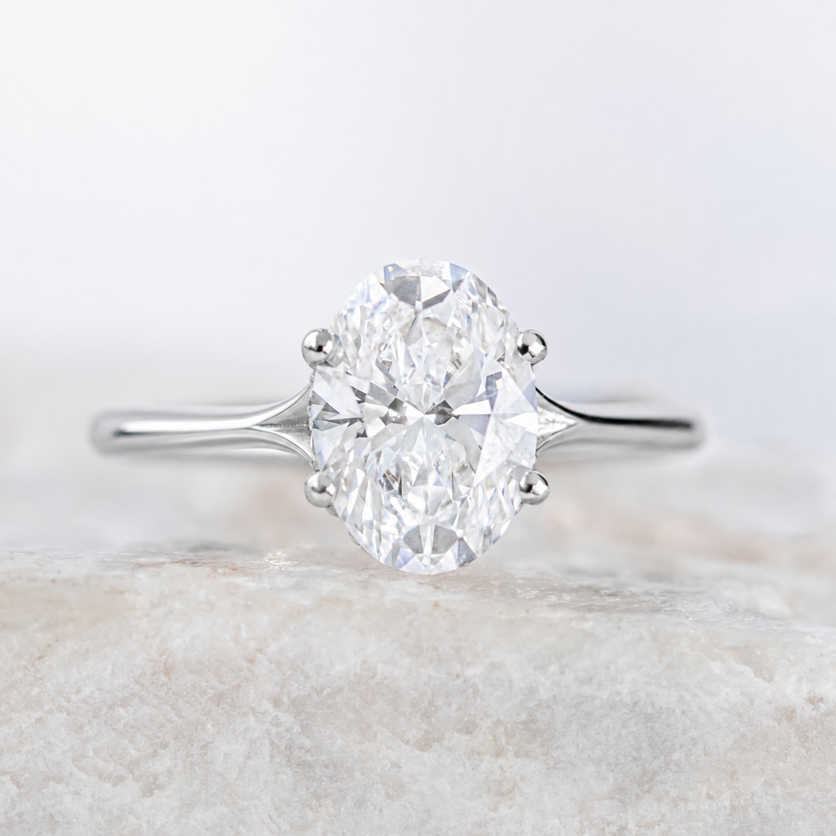 Proposal Ready ~ Clementine Hidden Halo 1.56ct Lab Grown Oval Cut Engagement Ring