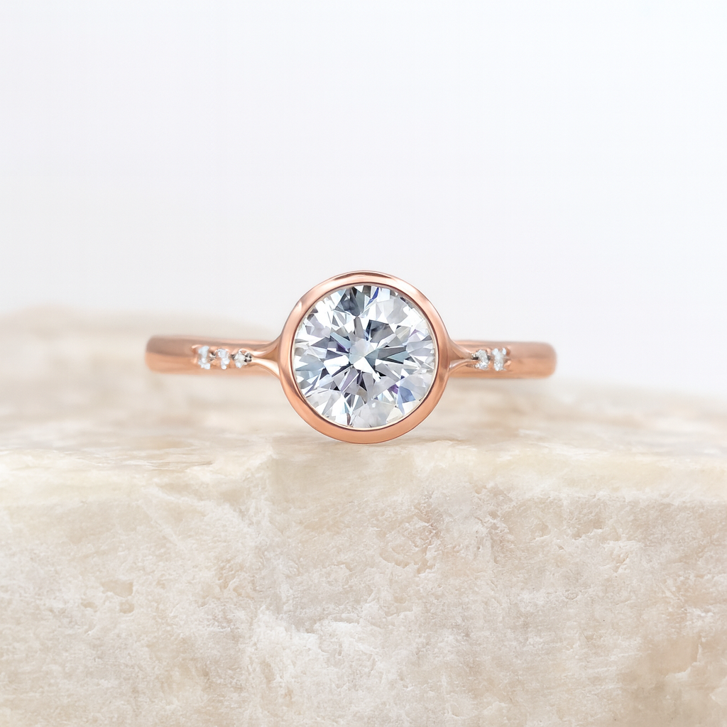Cherry ~ Round Brilliant Cut Bezel Ring