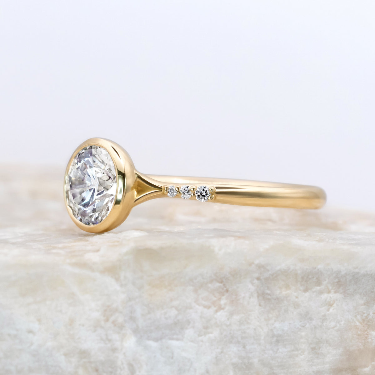 Cherry ~ Round Brilliant Cut Bezel Ring