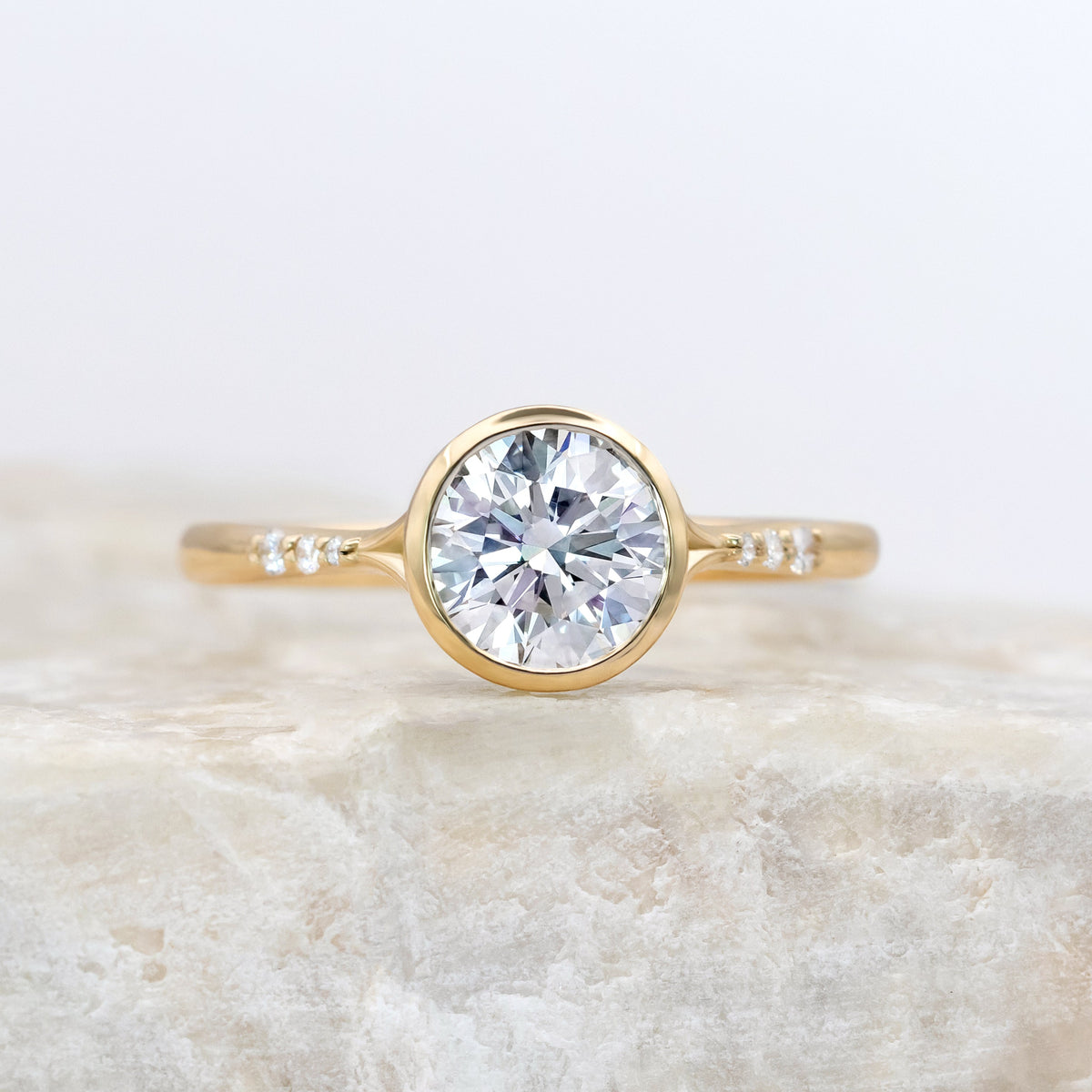Cherry ~ Round Brilliant Cut Bezel Ring