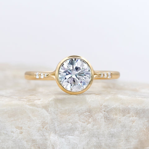 Cherry ~ Round Brilliant Cut Bezel Ring