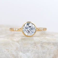 Cherry ~ Round Brilliant Cut Bezel Ring