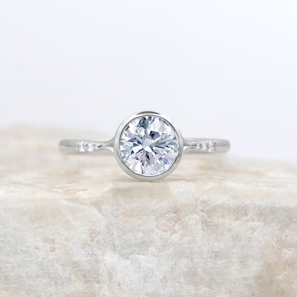 Cherry ~ Round Brilliant Cut Bezel Ring