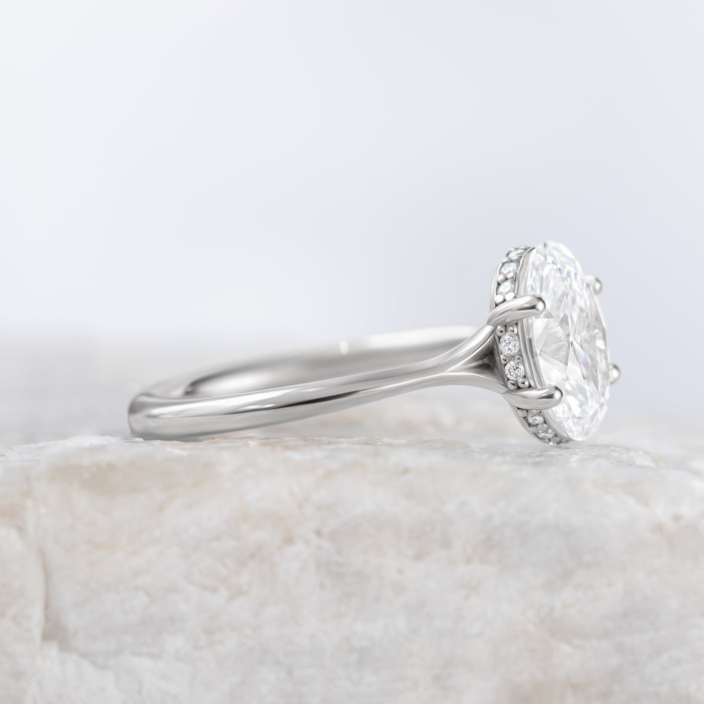 Clementine Hidden Halo ~ Oval Cut Ring