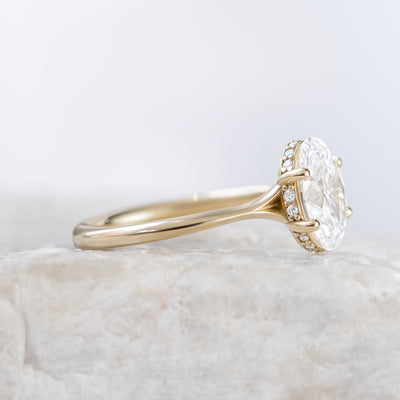 Proposal Ready ~ Clementine Hidden Halo 1.73ct Lab Grown Oval Cut Engagement Ring