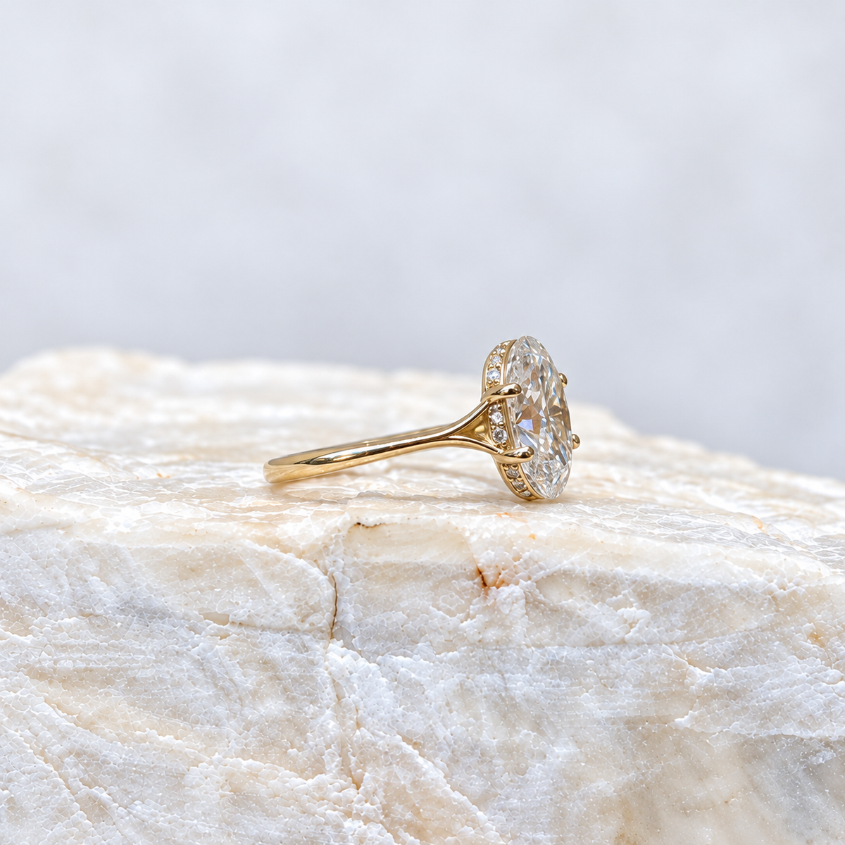 Proposal Ready ~ Clementine Hidden Halo 2.71ct Lab Grown Oval Cut Engagement Ring
