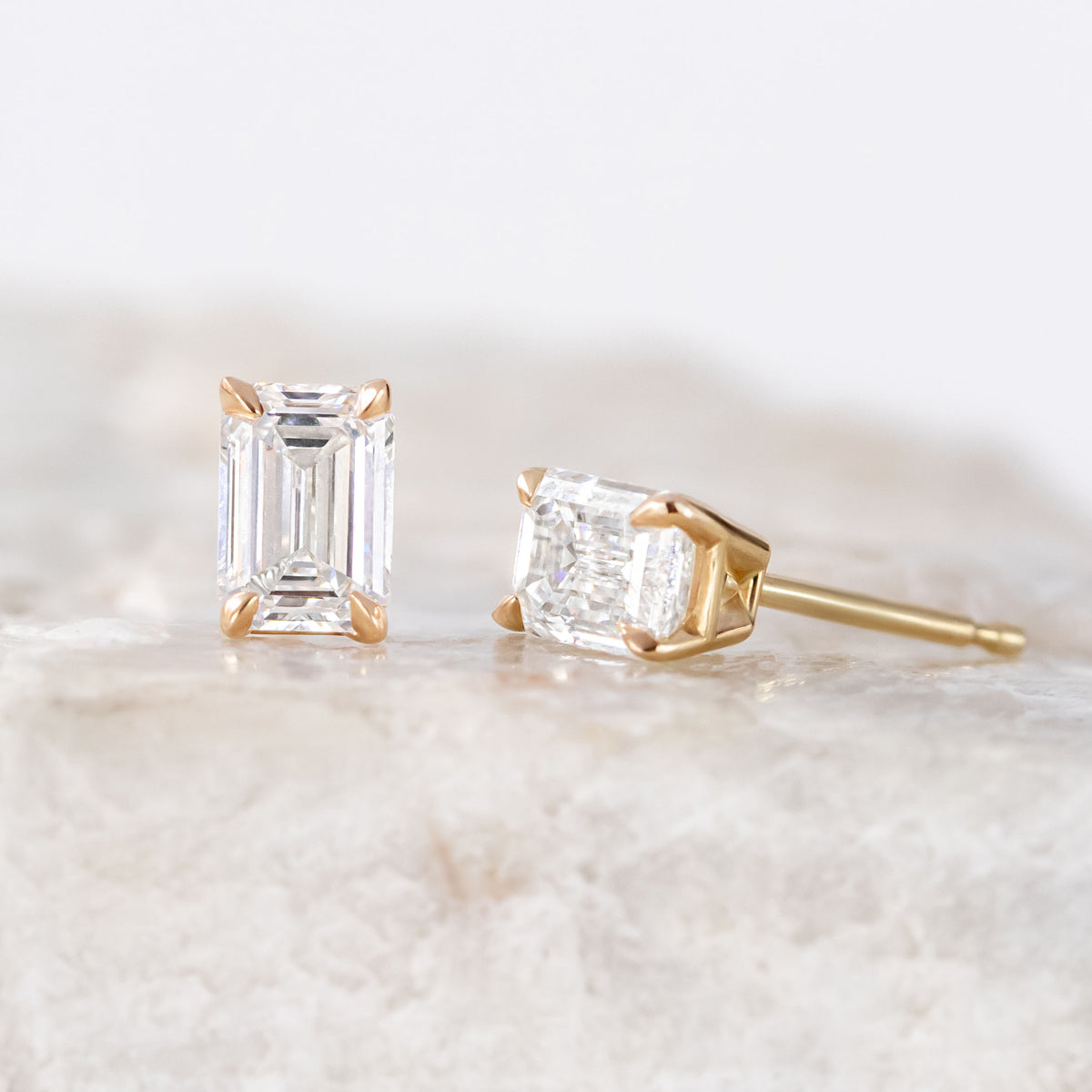 Emerald Cut Lab Grown Diamond Studs ~ Ready to Ship