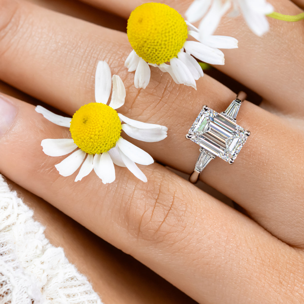 Malory ~ Baguette Side Stone Ring