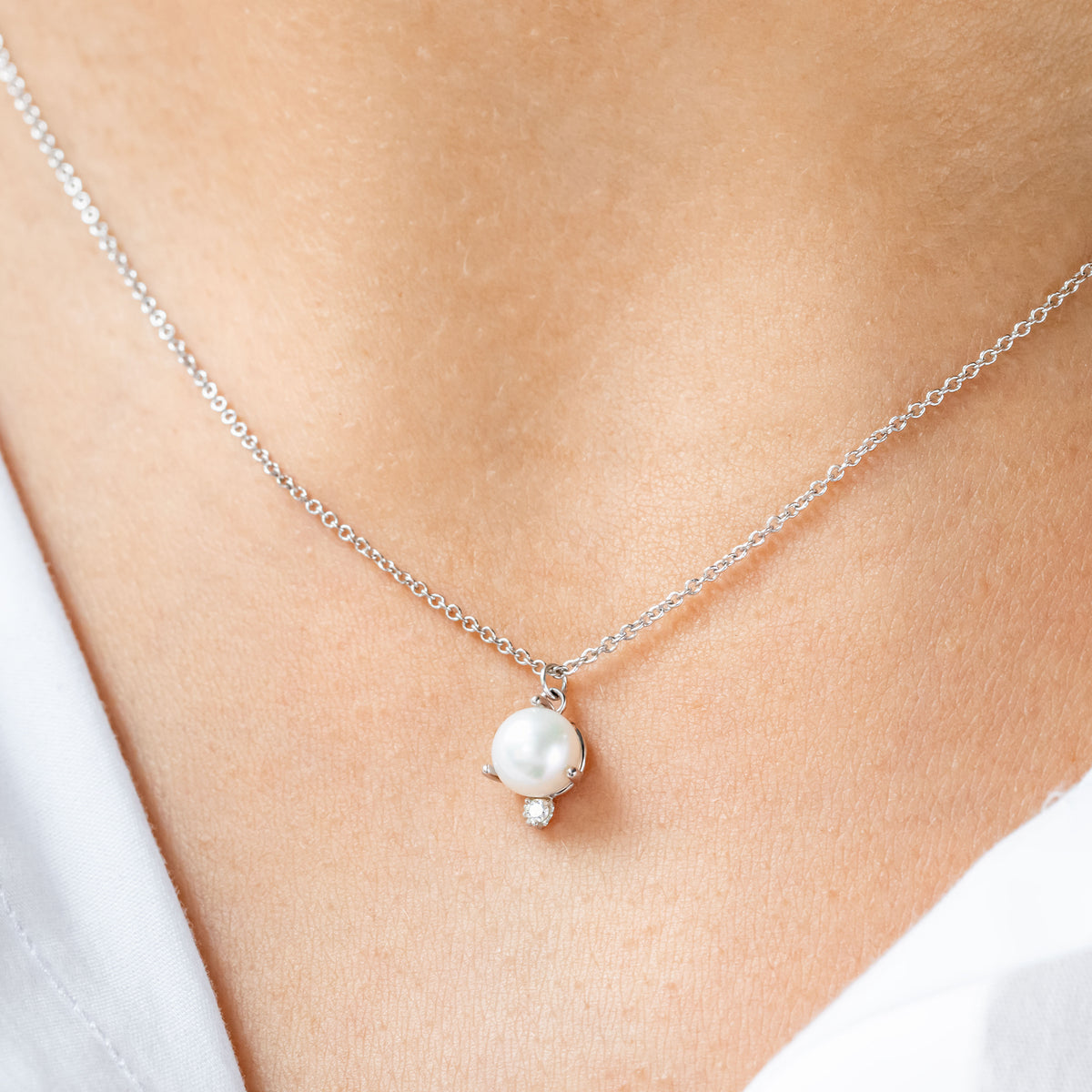 Mila Pearl and Diamond Necklace