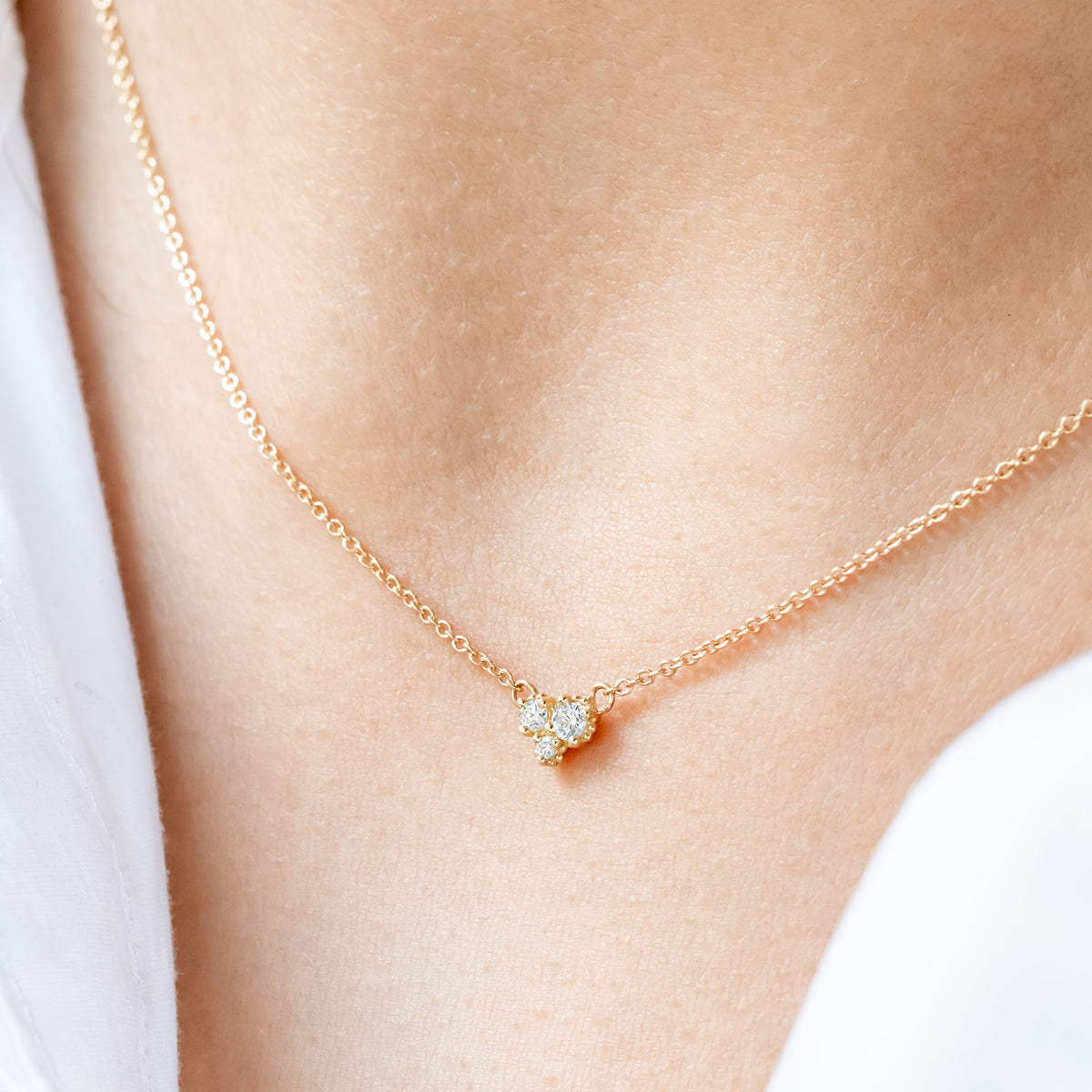 Trio Diamond Cluster Necklace ~ Ready to Ship