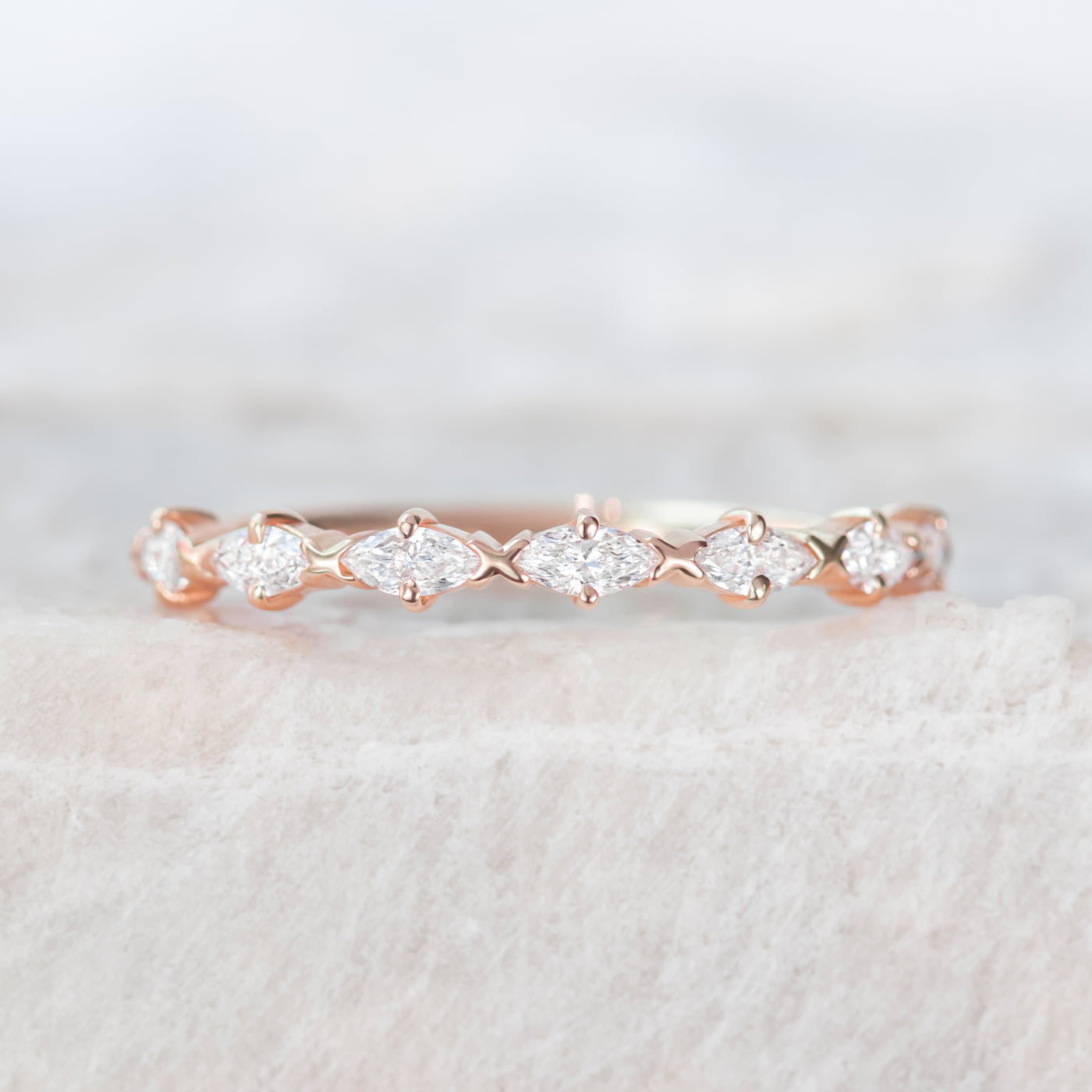 Coral ~ Diamond Wedding Band