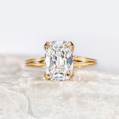 Custom Antique Elongated Cushion with Grooved Split Band