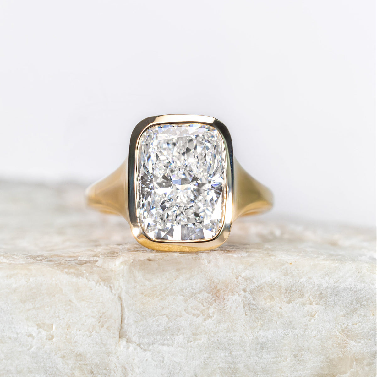 Custom Bezel Elongated Cushion Ring