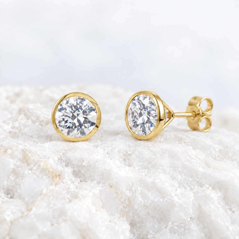 Martini Lab Grown Diamond Bezel Earrings ~ Ready to Ship