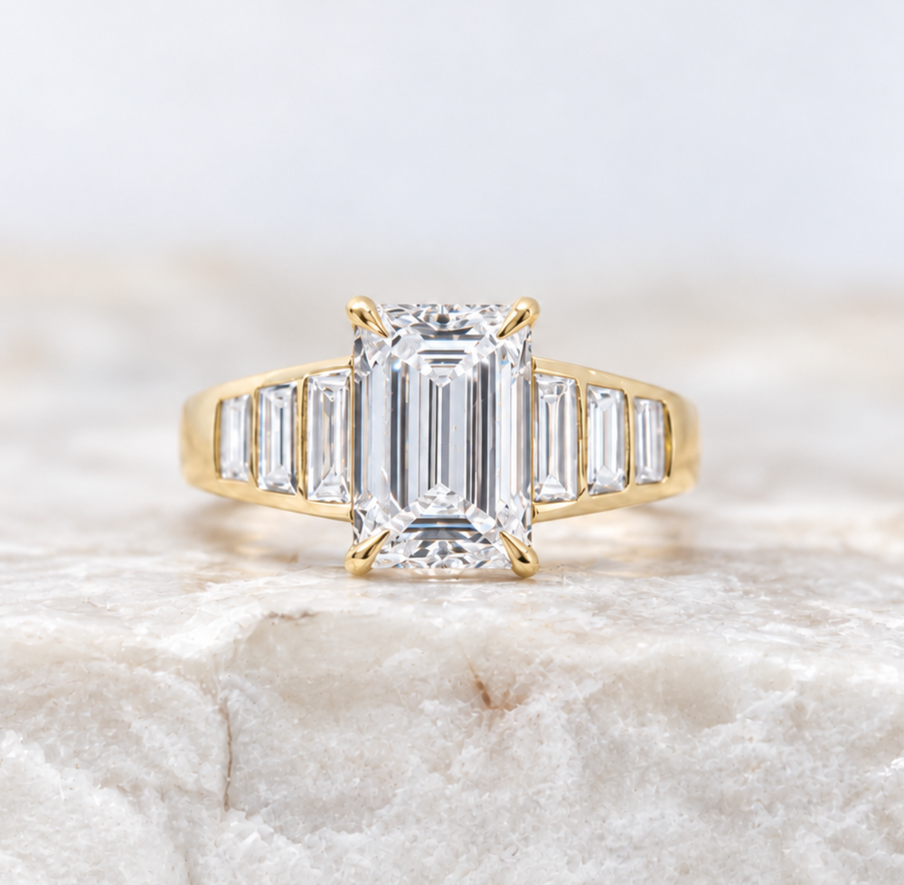 Proposal Ready ~ Matilda 2.55ct Lab Grown Emerald Cut Engagement Ring