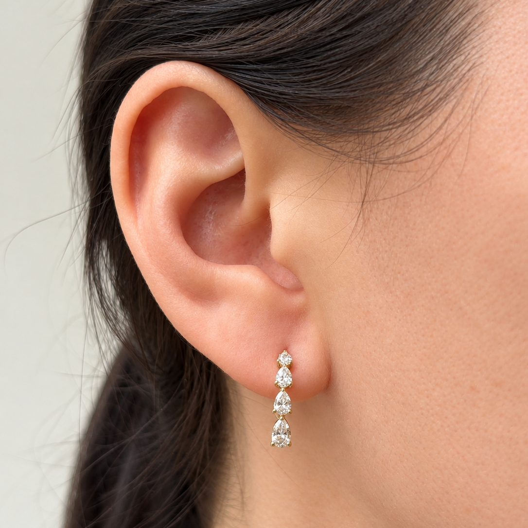 Pear Cut Lab Grown Diamond Hoops ~ Ready to Ship