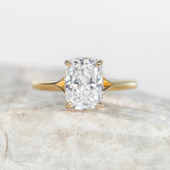 Clementine Hidden Halo ~ Elongated Cushion Cut Ring
