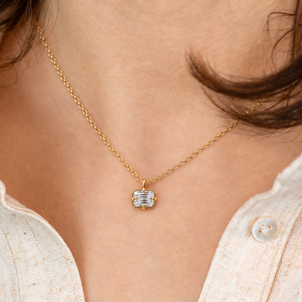 Paloma Emerald Cut Diamond Necklace ~ Ready to Ship