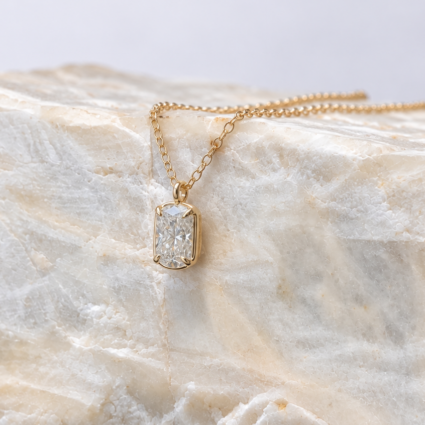Paloma Elongated Cushion Cut Diamond Necklace ~ Ready to Ship