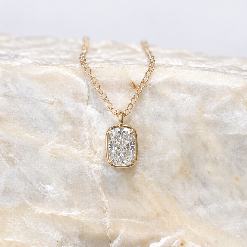 Paloma Elongated Cushion Cut Diamond Necklace ~ Ready to Ship