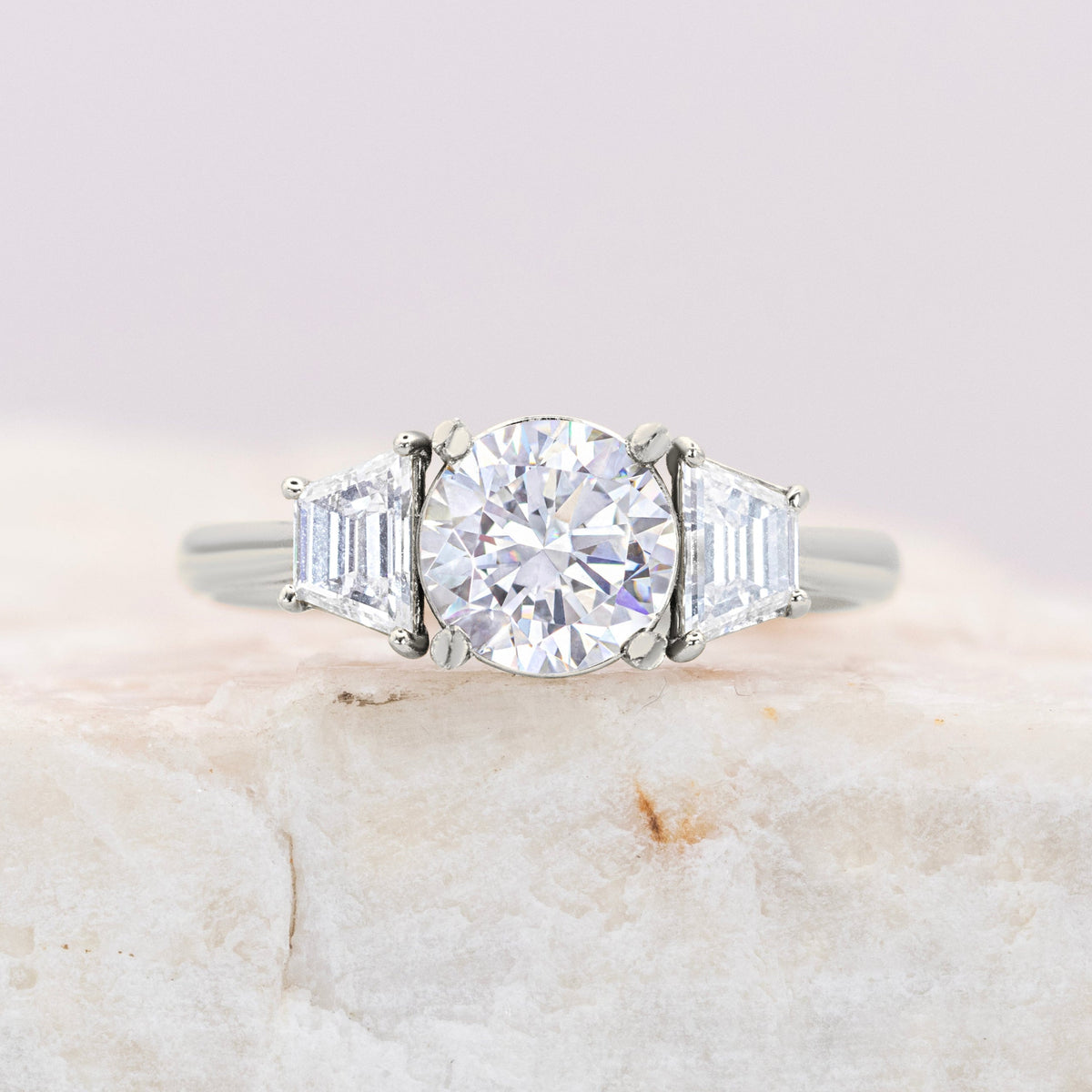 Lizzy ~ Trapezoid Three Stone Ring