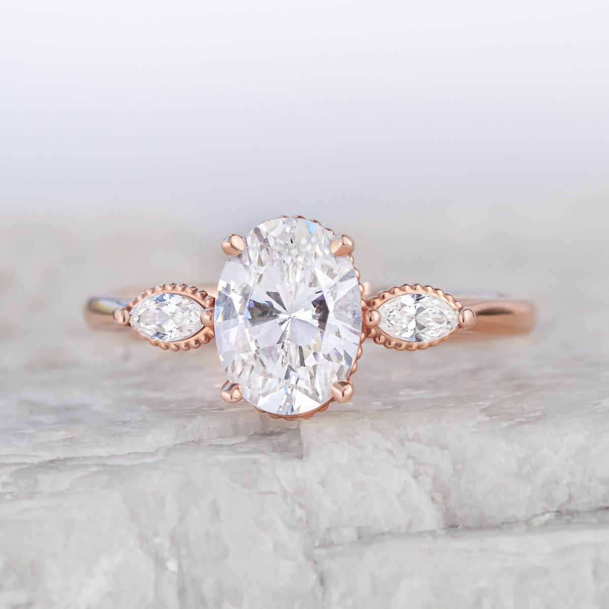 Madison ~ Oval Three Stone Ring