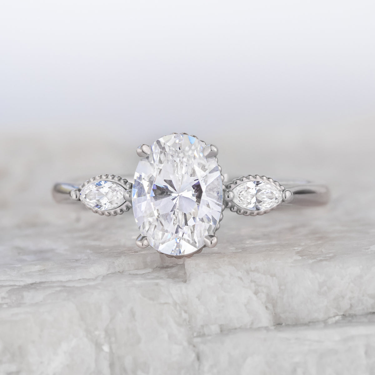 Madison ~ Oval Three Stone Ring