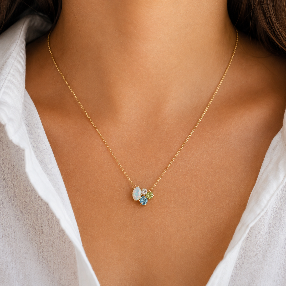 Portia Opal Cluster Necklace ~ Ready to Ship