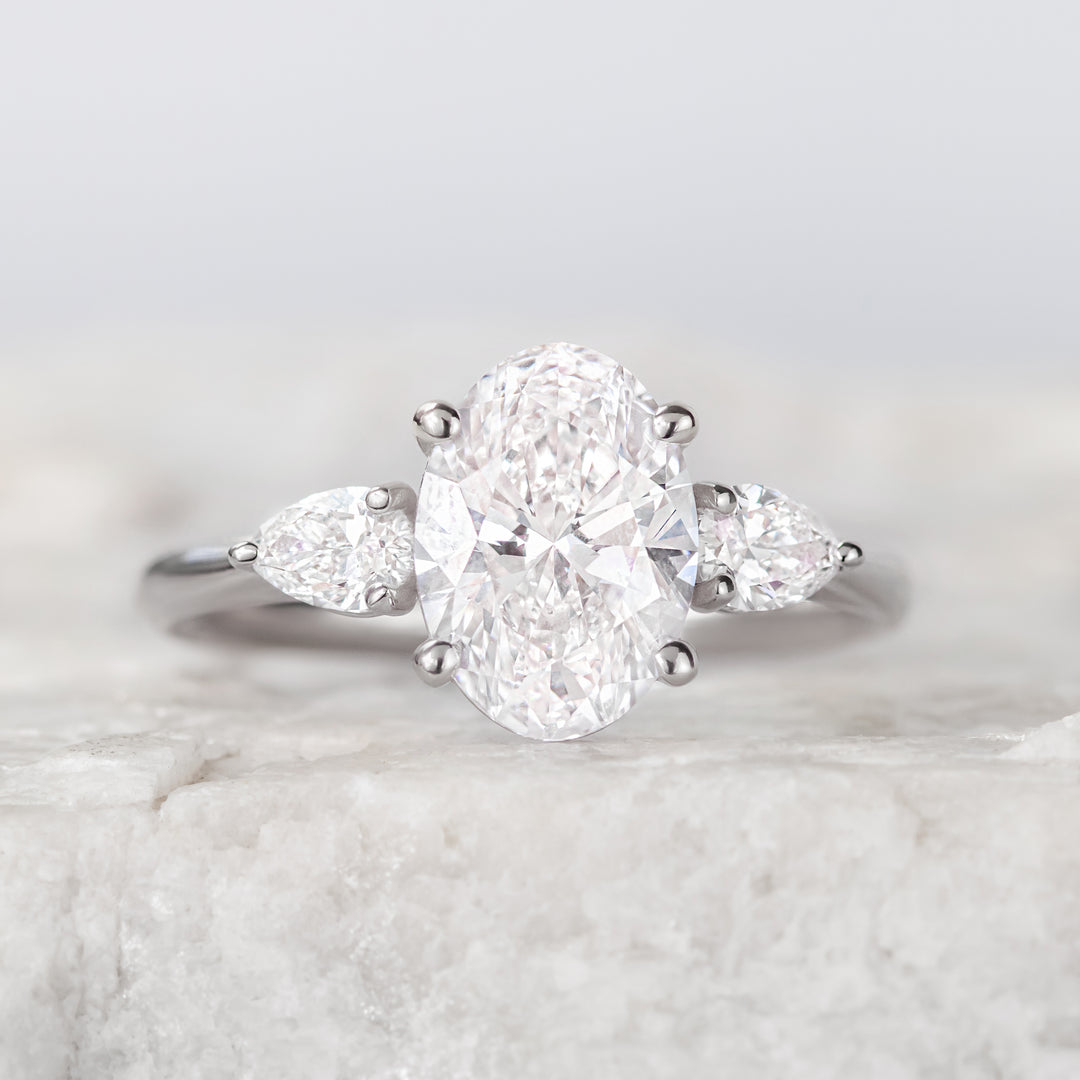 Mae Oval Cut Three Stone Ring | Laura Preshong – Laura-Preshong