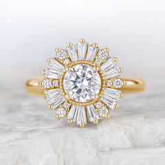 Jenny ~ Baguette Halo Ring
