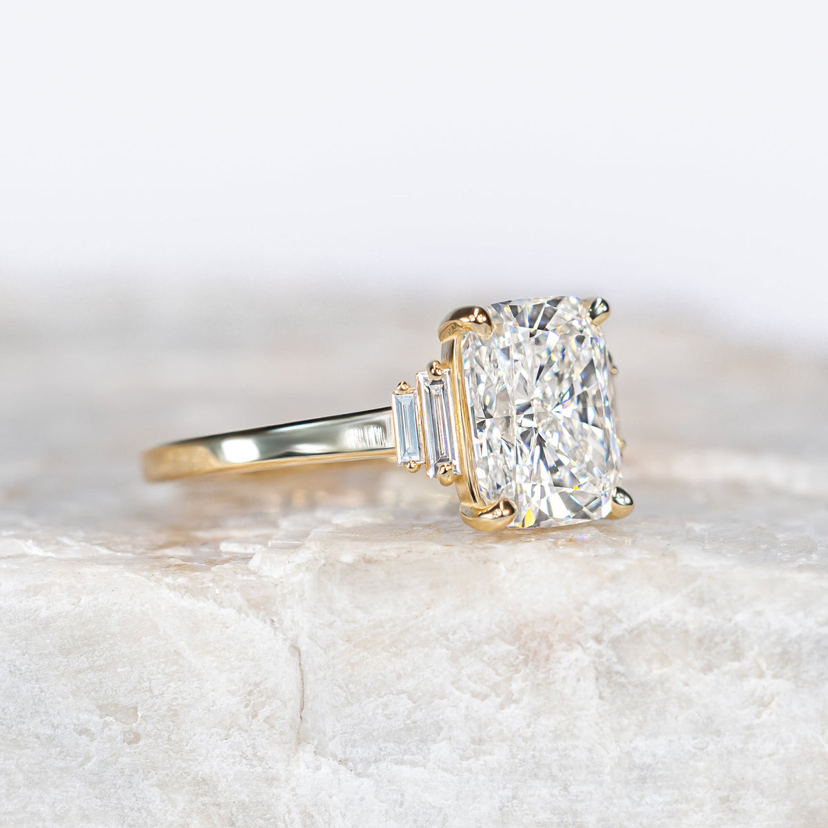 Kinsley ~ Elongated Cushion Baguette Diamond Ring