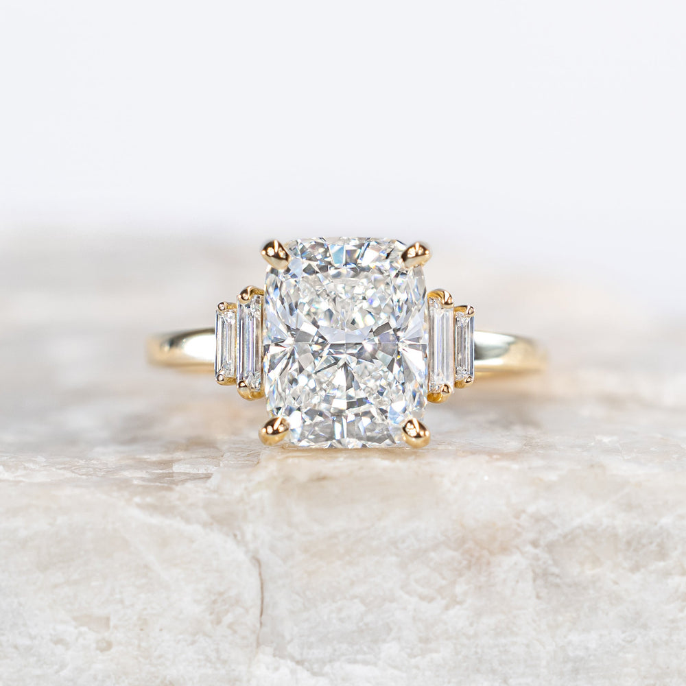 Kinsley ~ Elongated Cushion Baguette Diamond Ring