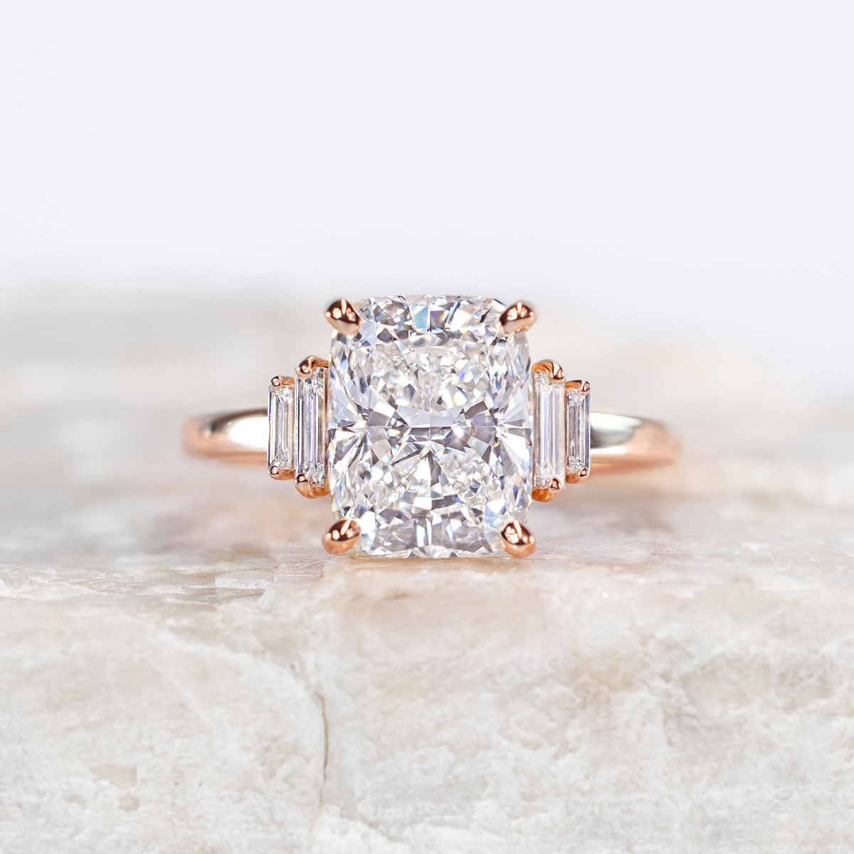 Kinsley ~ Elongated Cushion Baguette Diamond Ring