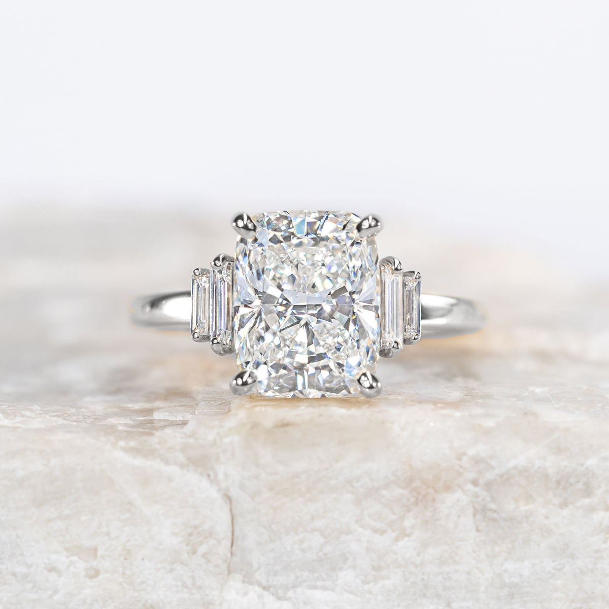 Kinsley ~ Elongated Cushion Baguette Diamond Ring