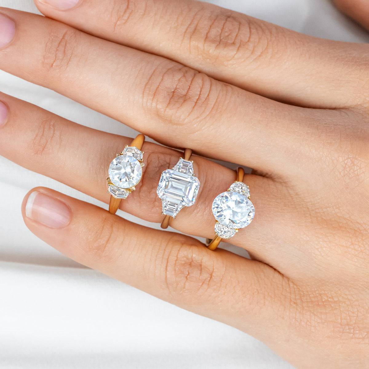 Lizzy ~ Trapezoid Three Stone Ring