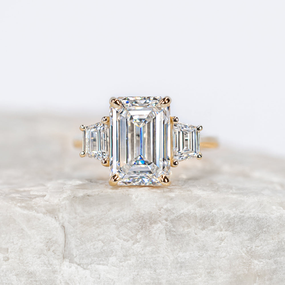 Lizzy ~ Trapezoid Three Stone Ring