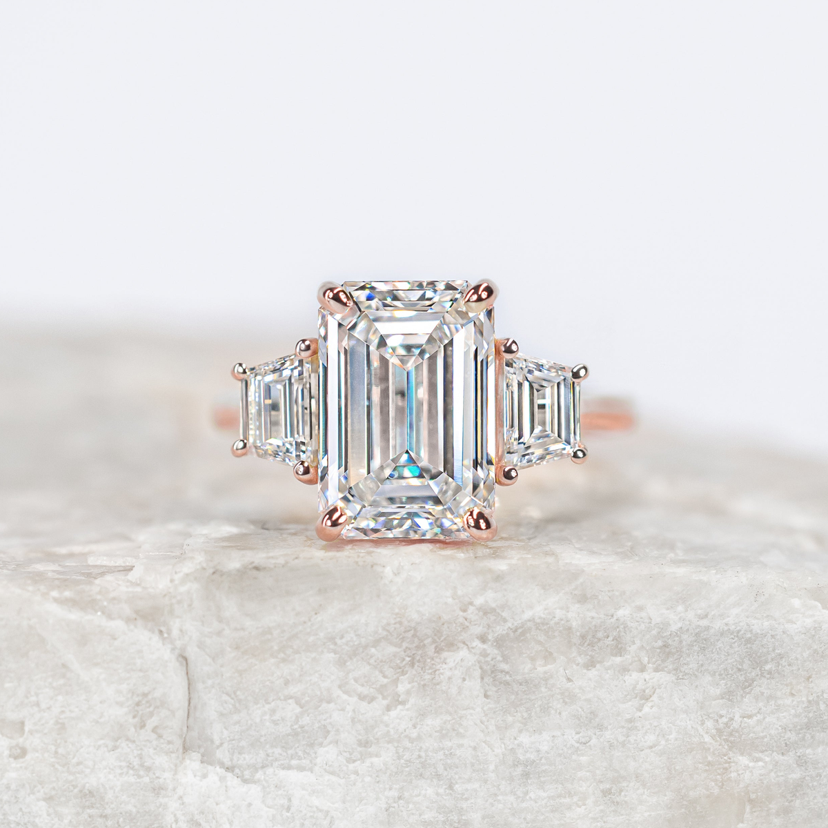 Lizzy ~ Trapezoid Three Stone Ring