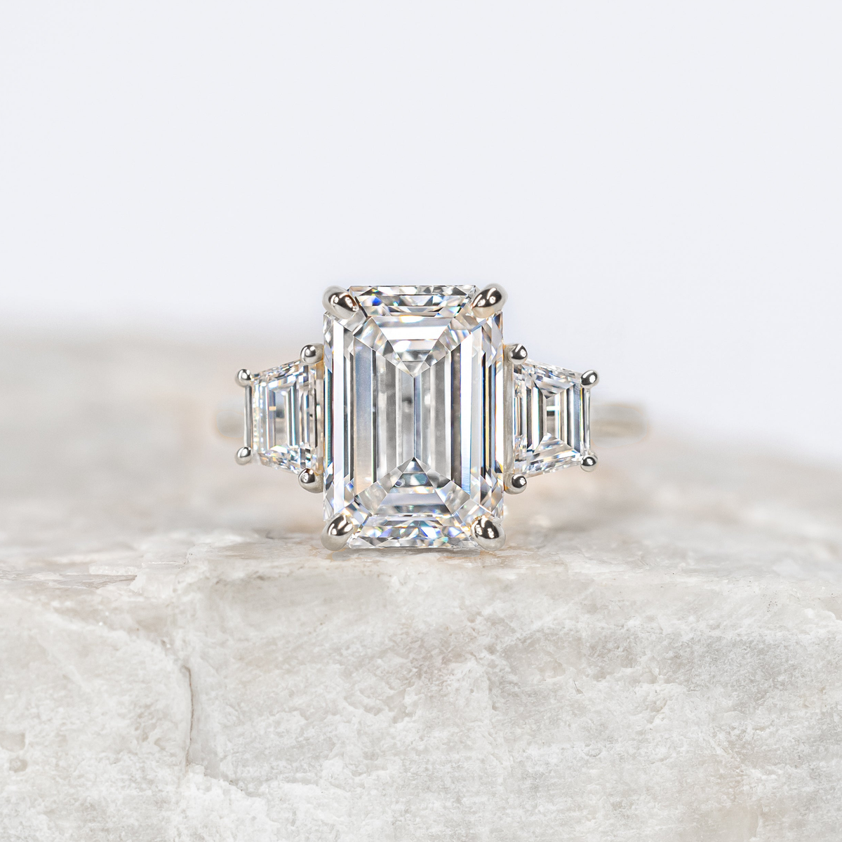Lizzy ~ Trapezoid Three Stone Ring