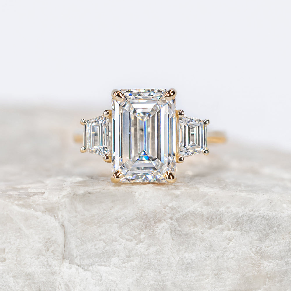 Proposal Ready ~ Lizzy 2.58ct Lab Grown Emerald Cut Engagement Ring