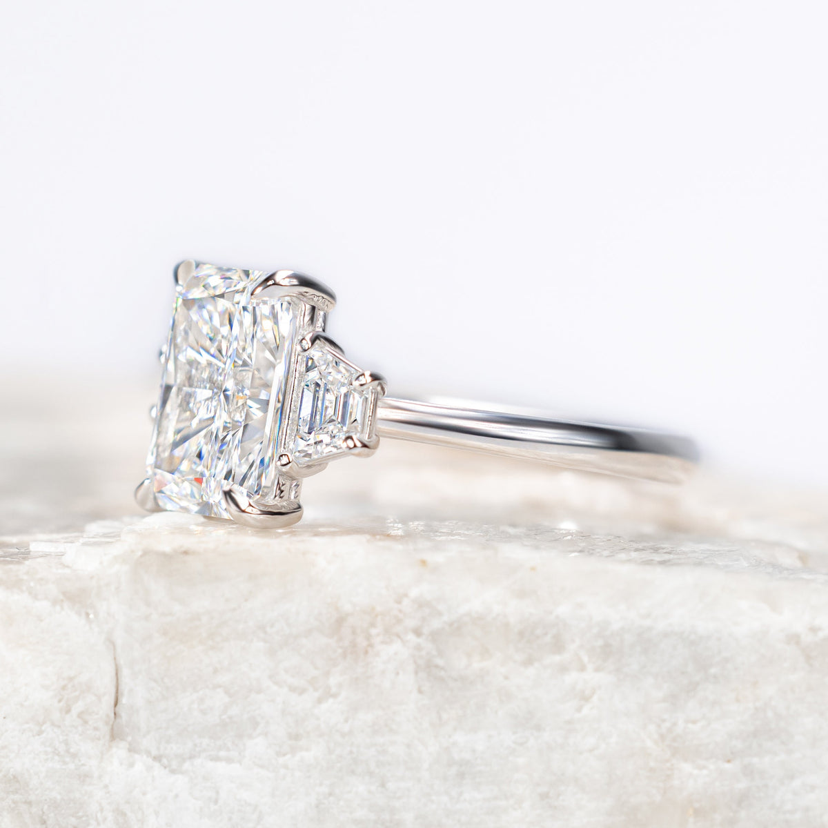 Lizzy ~ Radiant Three Stone Ring