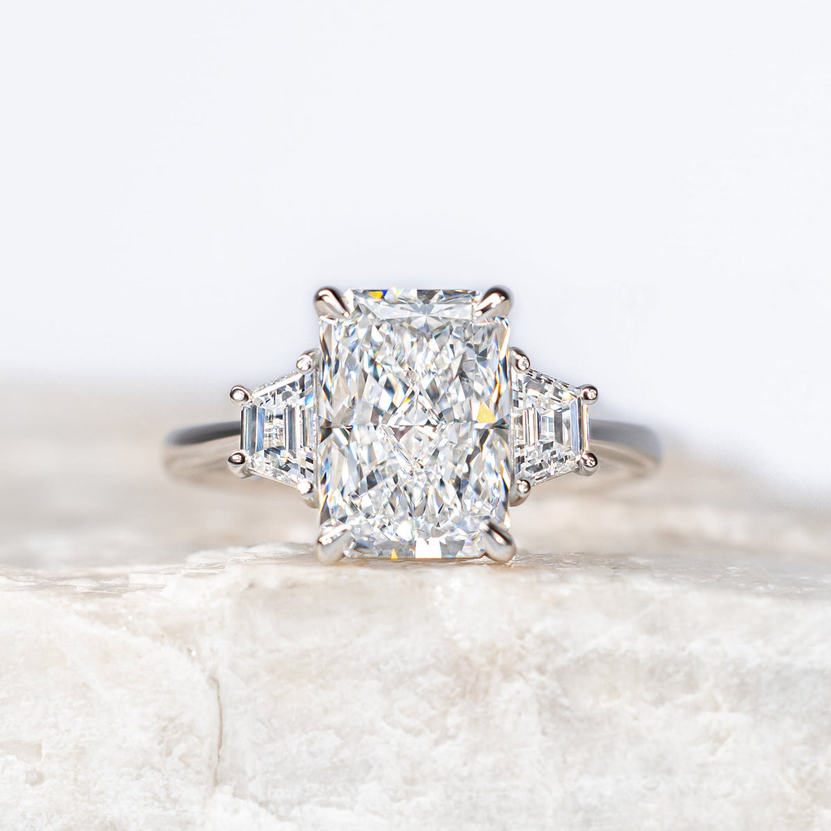 Lizzy ~ Radiant Three Stone Ring
