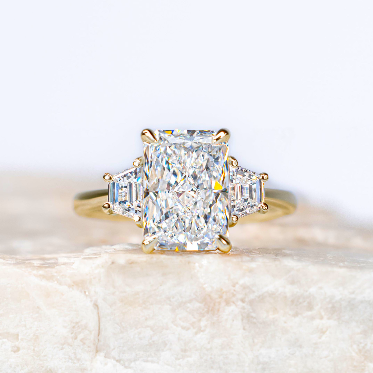 Lizzy ~ Radiant Three Stone Ring