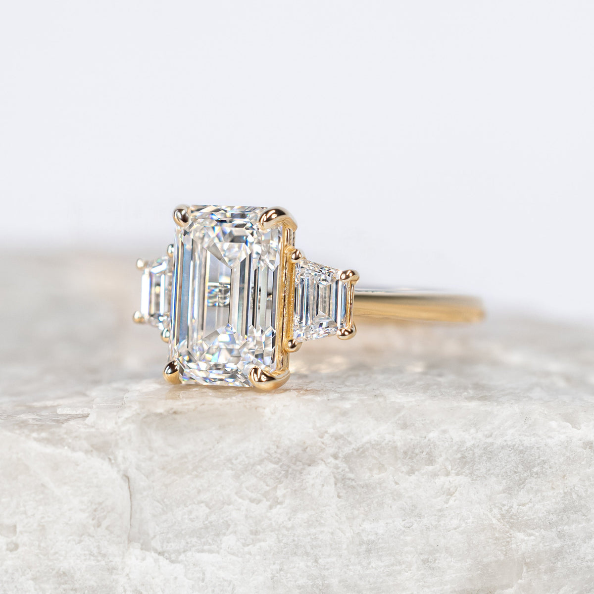 Lizzy ~ Trapezoid Three Stone Ring