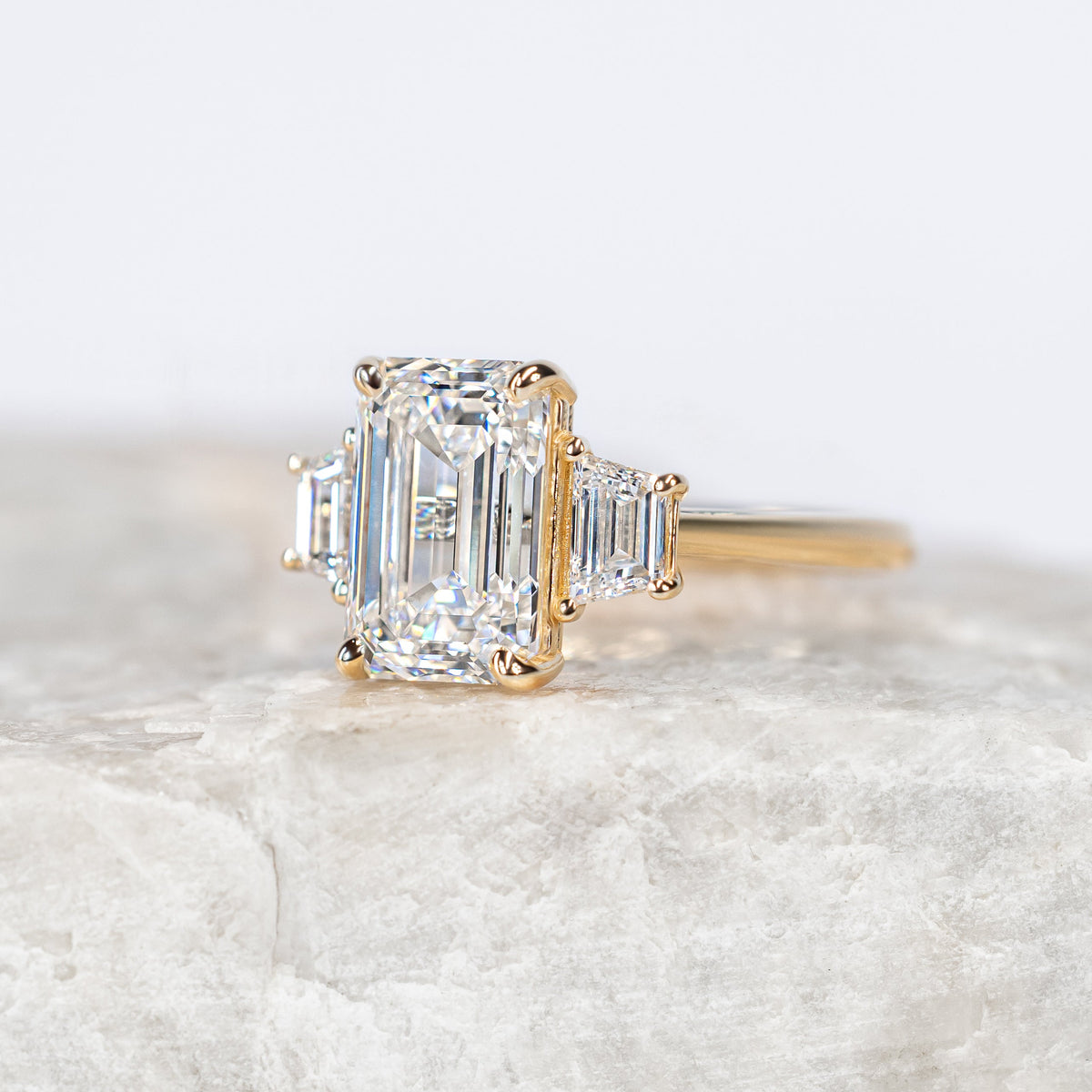 Proposal Ready ~ Lizzy 2.58ct Lab Grown Emerald Cut Engagement Ring