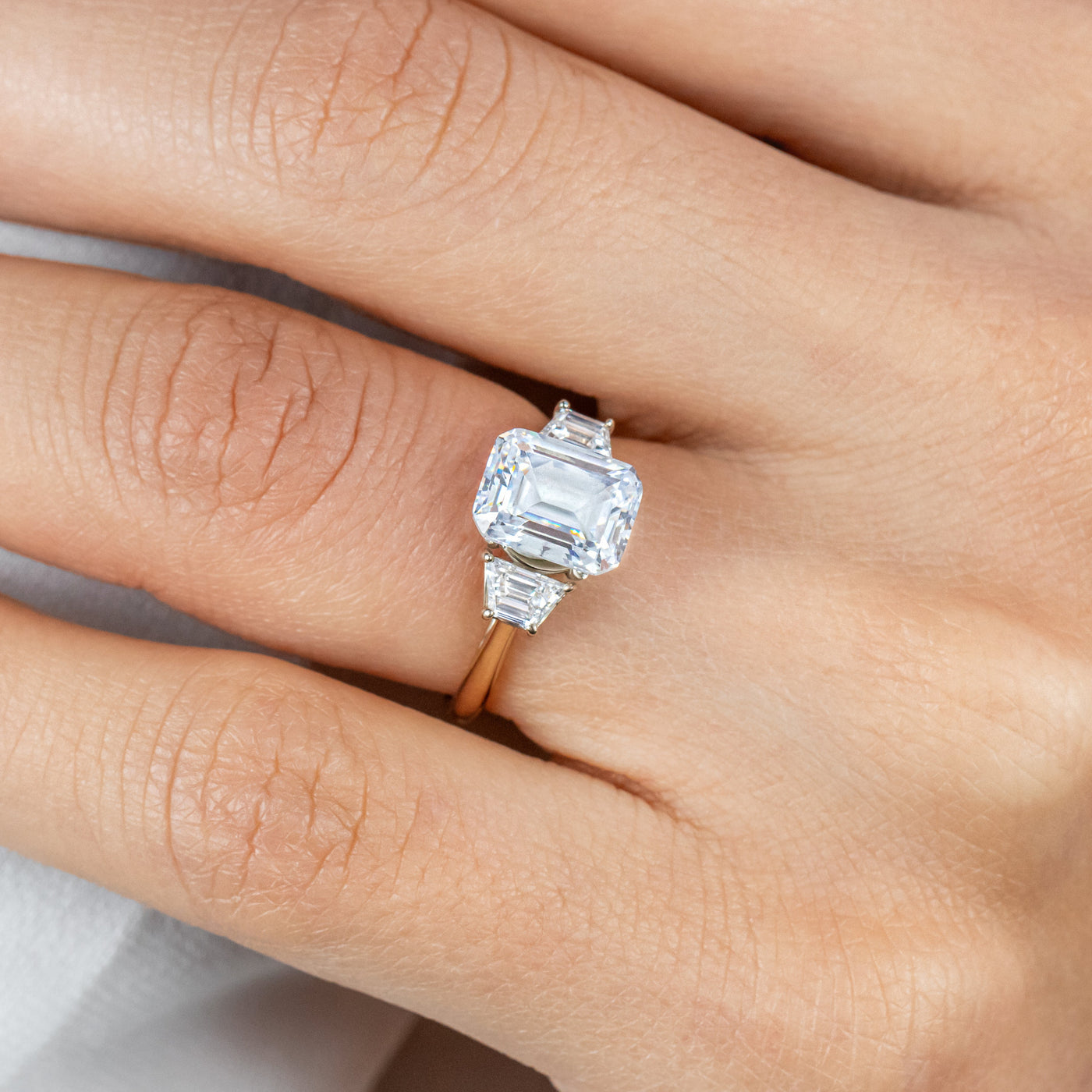 Lizzy ~ Trapezoid Three Stone Ring