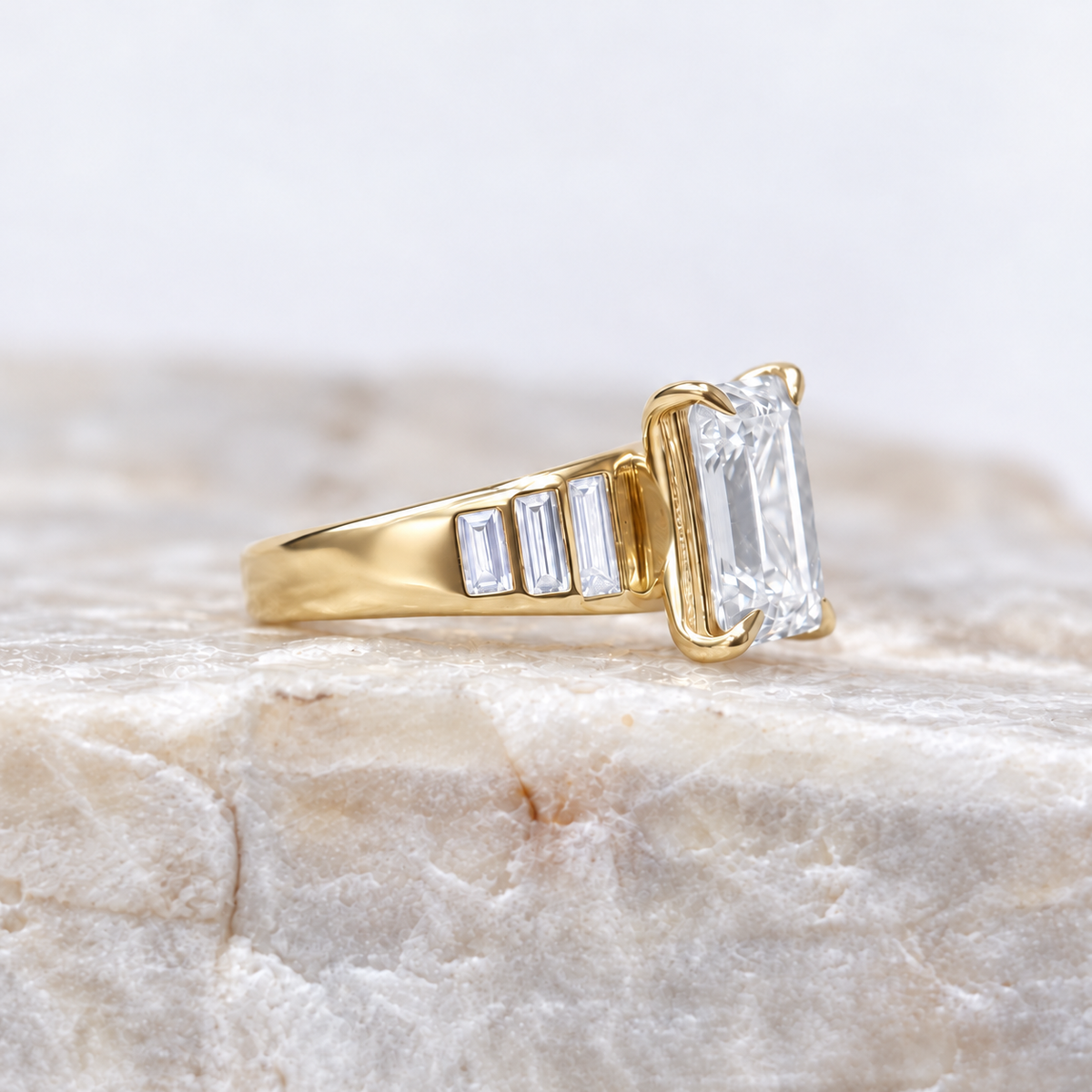 Proposal Ready ~ Matilda 2.55ct Lab Grown Emerald Cut Engagement Ring