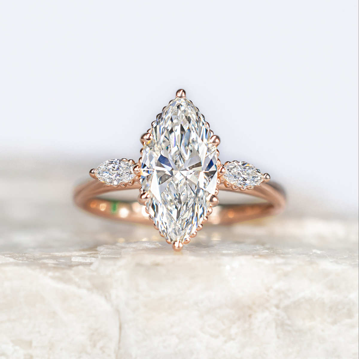 Madison ~ Marquise Three Stone Ring