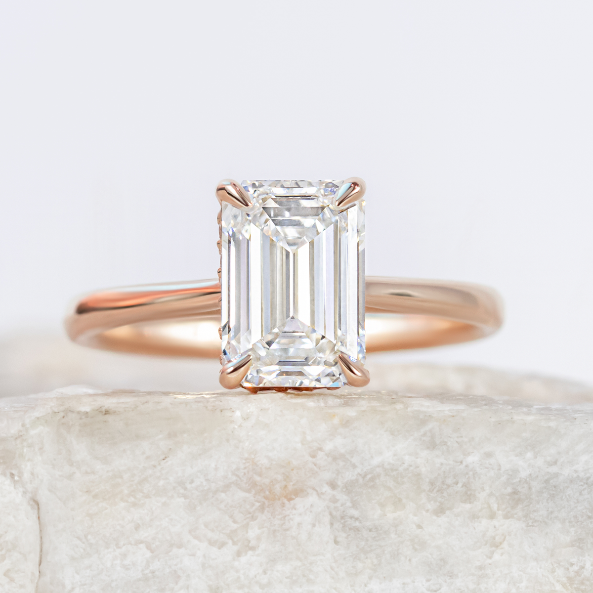 Maeve ~ Emerald Hidden Halo Engagement Ring