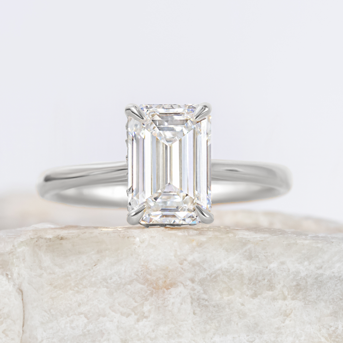 Maeve ~ Emerald Hidden Halo Engagement Ring